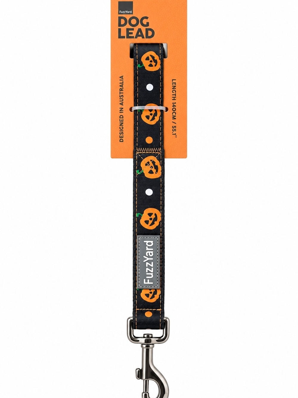 Halloween Pumpkin Print Dog Lead - Black & Orange